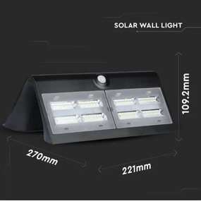 LED Napelemes fali lámpa érzékelővel LED/7W/3,7V 4000K IP65 fekete