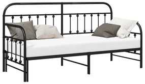 Csecsemőágy kerettel és ágyal 80x200 cm Fekete Acél