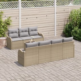 Kerti Kanapé Szett 8 pcs Bézs 55 x 55 x 37 cm Poli rattan