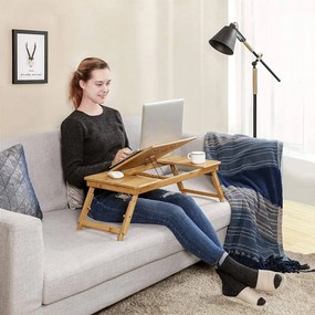 Bambusz laptop asztal állítható magasság 71x35cm