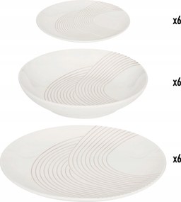 Porcelán Étkészlet 6 Személyes 18 Tányér 3 Méret 6 Db
