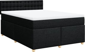 vidaXL fekete szövet rugós ágy matraccal 140 x 190 cm