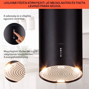 Klarstein Bolea, sziget páraelszívó, Ø 90 cm, recirkulációs/elszívás üzemmód, 651 m³/ó, LED, aktívszén szűrőkkel