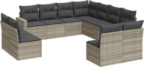 vidaXL 11 részes világosszürke polyrattan kerti ülőgarnitúra párnákkal