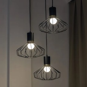 SOLANO kábeles csillár 3xE27/15W/230V fekete/arany