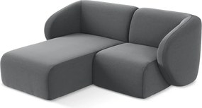 Szürke bársony sarokkanapé (bal oldali-heverő résszel) Lani – Makamii