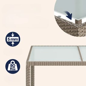 Casaria® Kerti rattan garnitúra Berlin 1+6 - bézs/krém