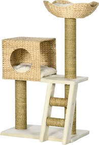 PawHut 100,5 cm-es Kaparófával ellátott Macskafa Macskabújóval, Ággyal, Lépcsővel, Sisal Kaparóoszlopokkal, Párnákkal, 4,5 kg-ig terjedő macskák számá