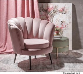 Fotel Art-deco stílusban, rózsaszín Velvet anyag/gold króm-arany, NOBLIN