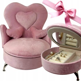 Ékszerdoboz Rózsaszín Trón Fotel Velúr Tükör Ajándék Neki