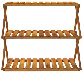 3 szintes barna tömör akácfa összecsukható polc 70 x 31 x 63 cm