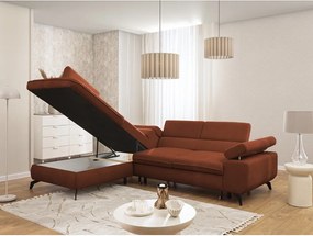 Terrakotta színű zsenília sarokkanapé (bal oldali-L alakú) Marbeya – Ropez