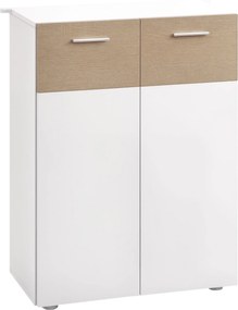 kleankin Fürdőszobai Álló Szekrény 2 Ajtóval és Állítható Belső Polcokkal - Többfunkciós Fa Kiegészítő Bútor Nappaliba, Konyhába, Étkezőbe 60x30x85 cm