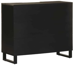 komód fekete 90x33x75 cm tömör fa mangó