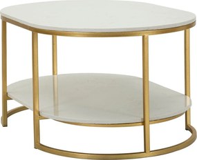 Fehér-aranyszínű dohányzóasztal márvány asztallappal 60x90 cm Izmir – Mauro Ferretti