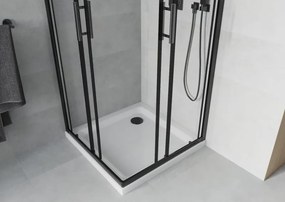 Mexen Rio 90 x 90 cm-es négyzet alakú zuhanykabin, átlátszó, fekete + Flat zuhanytálca, fehér - 860-090-090-70-00-4010B