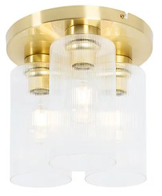 Art Deco mennyezeti lámpa arany üveggel 3 fényű - Laura