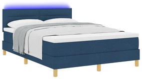 Boxspring ágy matraccal és LED lámpával Kék 140x200 cm Szövet