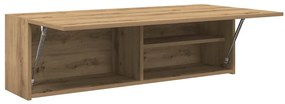 kézműves tölgy szerelt fa fali fürdőszobaszekrény 100x25x30 cm