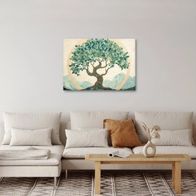 Kép – Elegáns mozaik fával (70x50 cm)