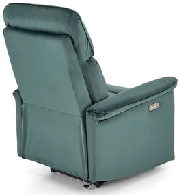SEMIR sötétzöld karosszék elektromos dönthető funkcióval / USB csatlakozóval