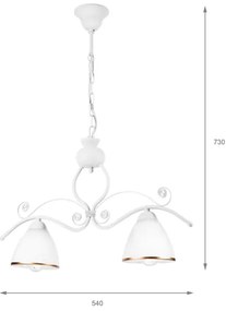 Csillár láncon RETRO 2xE27/60W/230V matt fehér