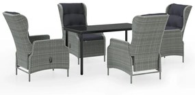 vidaXL 5 részes világosszürke kerti étkezőgarnitúra