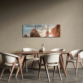 Kép - Naplemente a sziklák felett (órával) (90x30 cm)