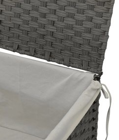 szürke polyrattan szennyeskosár fedéllel 55,5 x 35 x 34 cm