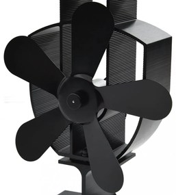 vidaXL fekete hővel meghajtott ötlapátos kandalló ventilátor
