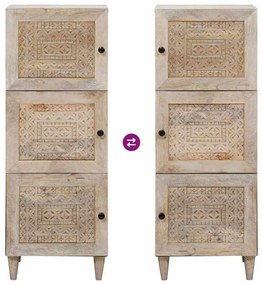 Magasfiú polcokkal ajtóval Fehér 40 x 33 x 110 cm tömör mangófa