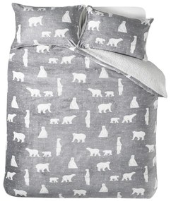 Szürke kétszemélyes sherpa ágyneműhuzat 200x200 cm Cosy Polar Bear – Catherine Lansfield