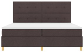 Boxspring Ágy Matrac LED-del Sötétbarna 200x200 cm Szövet