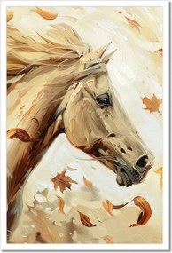 Poszter fehér keretben 40x60 Ló az őszi levelek között