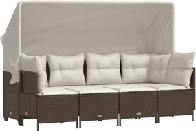 vidaXL 5 részes barna polyrattan kerti ülőgarnitúra párnával