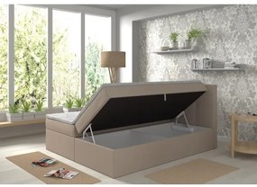 Kárpitozott ágy matracokkal és topperrel, ágyneműtartóval EMBER 180x200 cm bézs