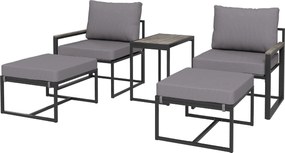 Outsunny 2 Személyes Acél Időjárásálló Erkélybútor Szett 2 Karosszékkel, Ülők Pimenkerekkel, Tálalóasztallal és Lábpihentetővel | Aosom