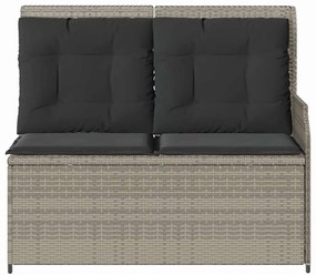 Kerti pad párnával Világosszürke Poli rattan