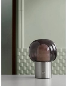 Ezüstszínű alumínium LED asztali lámpa üveg búrával (magasság 32 cm) Iris – Blomus