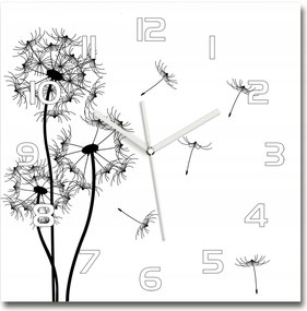 Nagy négyzet alakú üveg pitypang falióra 60x60 cm