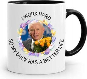 Bögre Fekete Vicces Pis Jaroslaw Kaczynski nyomott mintával