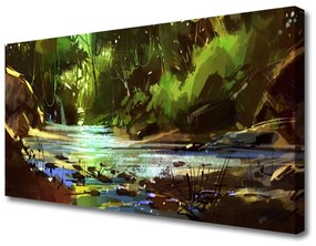 Vászonkép falra Forest Lake Nature Stones 120x60 cm