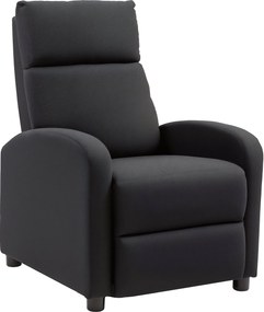 HOMCOM Kárpitozott Fekvőkarosszék 135°-os Dönthető Háttámlával és Kihúzható Lábpihentetővel, Fekete Vászonban, 69x87x100.5cm | Aosom