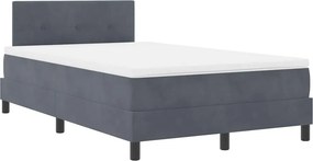 vidaXL LED Box Spring Ágy matracmal Sötétszürke 120 x 190 cm Bársony