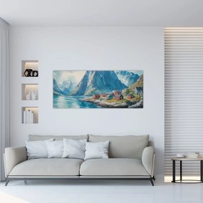 Kép - Norvég falu (120x50 cm)