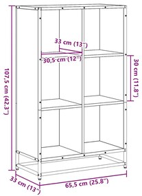 fekete szerelt fa könyvszekrény 65,5x33x107,5 cm