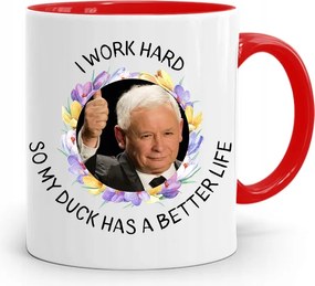 Piros Vicces Bögre Jaroslaw Kaczynski fényképes nyomattal