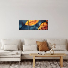 Kép - A levelek textúrája (órával) (90x30 cm)