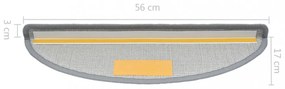 10 db világosszürke félkör alakú lépcsőszőnyeg 56 x 17 x 3 cm