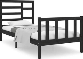 vidaXL Small Single fekete tömör fa ágykeret 75 x 190 cm